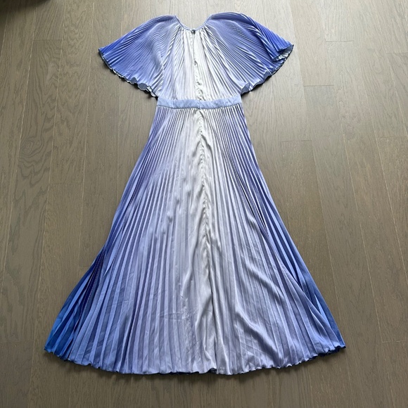 L'IDEE Orchestra Pleated Gown Purple Ombre Short Sleeve Dress - Size US 6 - Picture 3 of 12